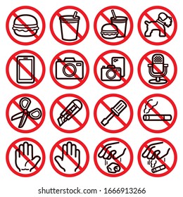 16 icon sets for various prohibitions