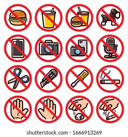 16 icon sets for various prohibitions