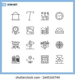 16 Icons. Line style Creative Outline Symbols. Black Line Icon Sign Isolated on White Background.