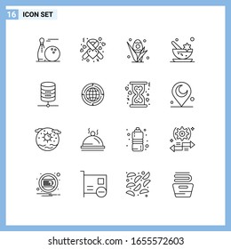 16 Icons. Line style Creative Outline Symbols. Black Line Icon Sign Isolated on White Background.