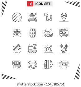 16 Icons Line Style. Grid Based Creative Outline Symbols for Website Design. Simple Line Icon Signs Isolated on White Background. 16 Icon Set.