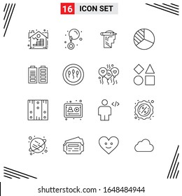 16 Symbole Zeilenstil. Grid-basierte Kreative Rahmensymbole für Website-Design. Einfache Liniensymbole einzeln auf weißem Hintergrund. 16 Symbolsatz.