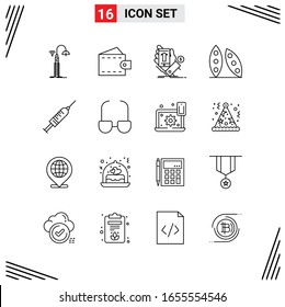 16 Icons Line Style. Grid Based Creative Outline Symbols for Website Design. Simple Line Icon Signs Isolated on White Background. 16 Icon Set.