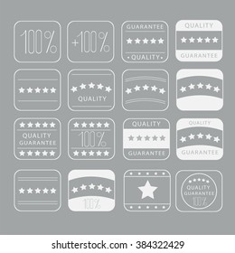 16 icons quality guarantee. Vector illustration on gray background. Illustration in flat style