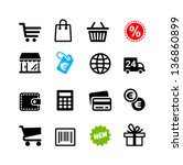 16 icons set. Shopping, Euro