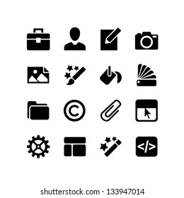 16 icons set. Web design - paint, customize, color