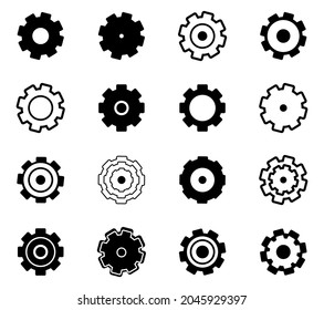 16 icons setting set illustration in black and white color. vector
