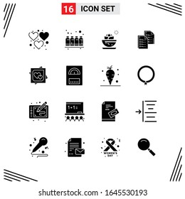 16 Icons Solid Style. Grid Based Creative Glyph Symbols for Website Design. Simple Solid Icon Signs Isolated on White Background. 16 Icon Set.