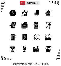 16 Icons Solid Style. Grid Based Creative Glyph Symbols for Website Design. Simple Solid Icon Signs Isolated on White Background. 16 Icon Set.
