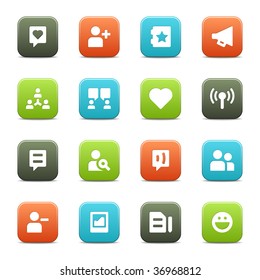 16 icons suitable for communities and social network sites. The vector file includes four color versions of each icon.