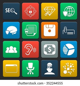 16 icons universal set for web and mobile flat