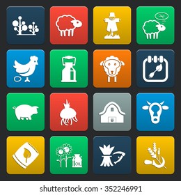 16 icons universal set for web and mobile flat