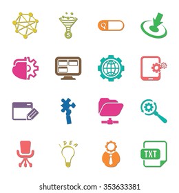 16 icons universal set for web and mobile flat