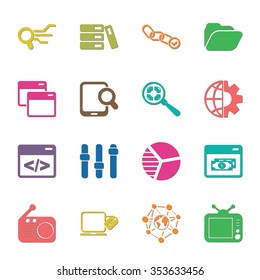 16 icons universal set for web and mobile flat