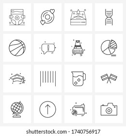 16 Interface Line Icon Set of modern symbols on messages; ball; blood; basket ball; medical Vector Illustration