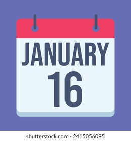 16  January calendar. Blue background. Vector Calendar.
