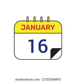 16 de janeiro calendário ícone vetor mês ilustração projeto