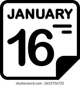16 Januar Kalender Halb Solid minimalistisches Symbol