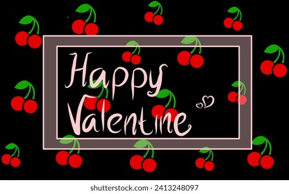16 january,  design template of  happy valentine card with Cherry background