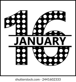 16 January Floral Split Silhouette Counting Vector Design | Print Design | Cut file | Shirt Design | Birthday Gift