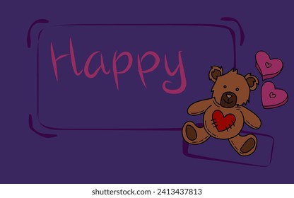 16 january, frame template design with Teddy bear doll - Illustration vector by nurdal