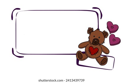 16 january, frame template design with Teddy bear doll - Illustration vector by nurdal 