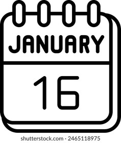 16 January Vector Line Icon Design