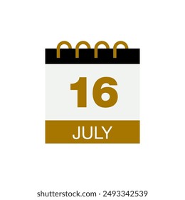 16 july calendar date icon vector eps