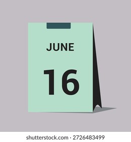 16 june calendar date icon minimal desk calendar vector illustration