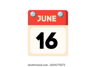 16 junho calendário ícone página de texto design mensal web em Coral, Pêssego, preto, azul e branco fundo vetor, ícone, ou ilustração com o mês de junho 16