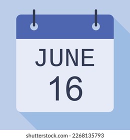 16 June Calendar, Vector Calendar.