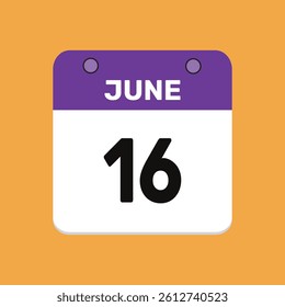 16 june calender icon text page monthly web design.
