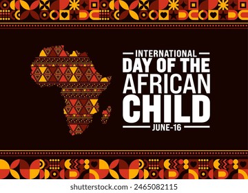 16 June is International day of the African child background template. Holiday concept. use to background, banner, placard, card, and poster design template with text inscription and standard color.