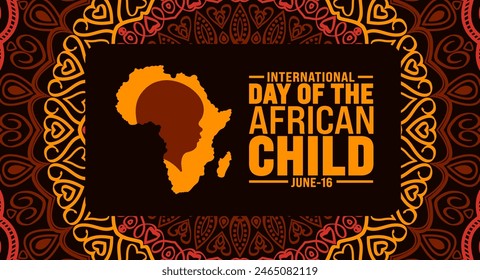 16 June is International day of the African child background template. Holiday concept. use to background, banner, placard, card, and poster design template with text inscription and standard color.