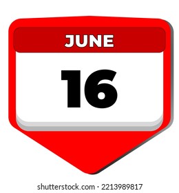 16 June vector icon calendar day. 16 date of June. Sixteenth day of June. 16th date number. 16 day calendar. Sixteen date. Youth south africa, International of Family Remittances. Vector illustration