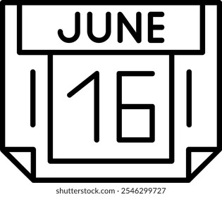 Estilo De Contorno Do Ícone Vetorial De 16 De junho