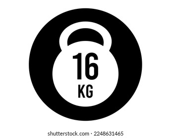 16 kg weight icon. Vector weight in kilograms isolated on white background