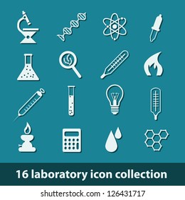 16 laboratory icon collection