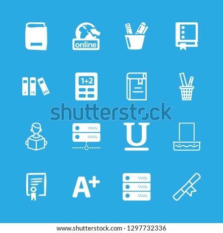 16 learning icons with book and server in this set