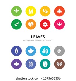 16 leaves vector icons set included leaf, leaf, leaf, icons