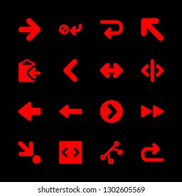 16 left icons with returning curved right arrow and two arrows fast forward in this set
