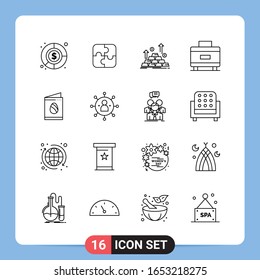 Símbolos de esquema del paquete de iconos negros de 16 líneas para aplicaciones móviles aisladas en fondo blanco. Juego De 16 Iconos.