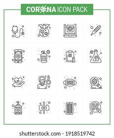 16 Line coronavirus epidemic icon pack suck as medical; temperature; disease; fever; report viral coronavirus 2019-nov disease Vector Design Elements