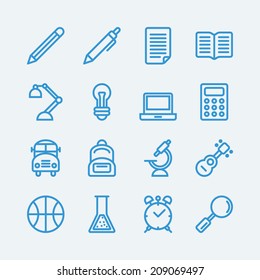 16 Line icons for Education school.Vector EPS10