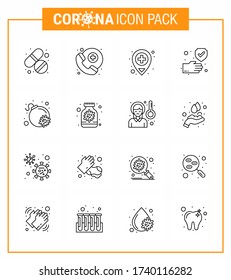 Conjunto de líneas de íconos epidémicos de virus de la corona. como antivirus; bombardeo; ubicación; ataque; protección coronavirus viral 2019-nov Enfermedad Vector Elementos de diseño