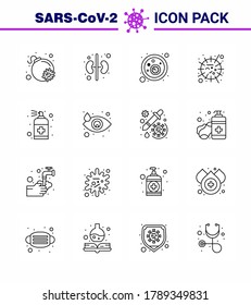 16 Line Set of corona virus epidemic icons. such as hand; spray; covid; virus; mers viral coronavirus 2019-nov disease Vector Design Elements
