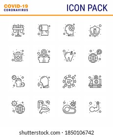 16 Line Set of corona virus epidemic icons. such as bottle; vaccine; care; protection; human viral coronavirus 2019-nov disease Vector Design Elements