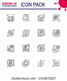 16 Line Set of corona virus epidemic icons. such as healthcare; scan; hygiene; virus; bacteria viral coronavirus 2019-nov disease Vector Design Elements