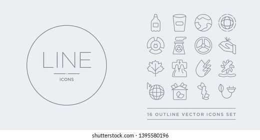 16 line vector icons set such as energy, power, house, house effect, hydraulic energy contains hydro power, hydroelectric power station, leaf, nature. energy, house from ecology outline icons. thin,