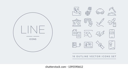 16 line vector icons set such as digital book, diploma, distance teacher, e learning, ebook contains education, eraser, exam, scholarship. digital book, diploma, distance teacher from e-learning and